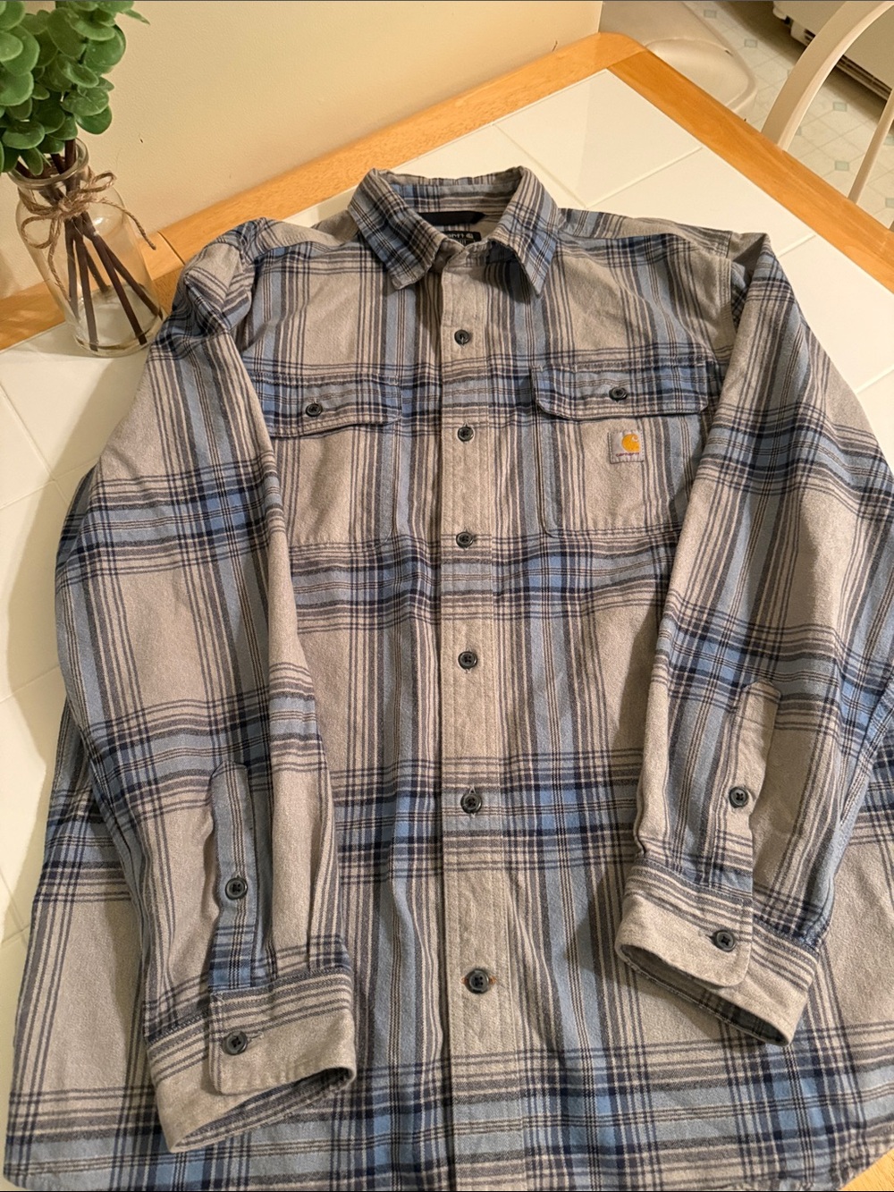 Carhartt Men’s Button Down Collared Long Sleeve Plaid Flannel Shirt